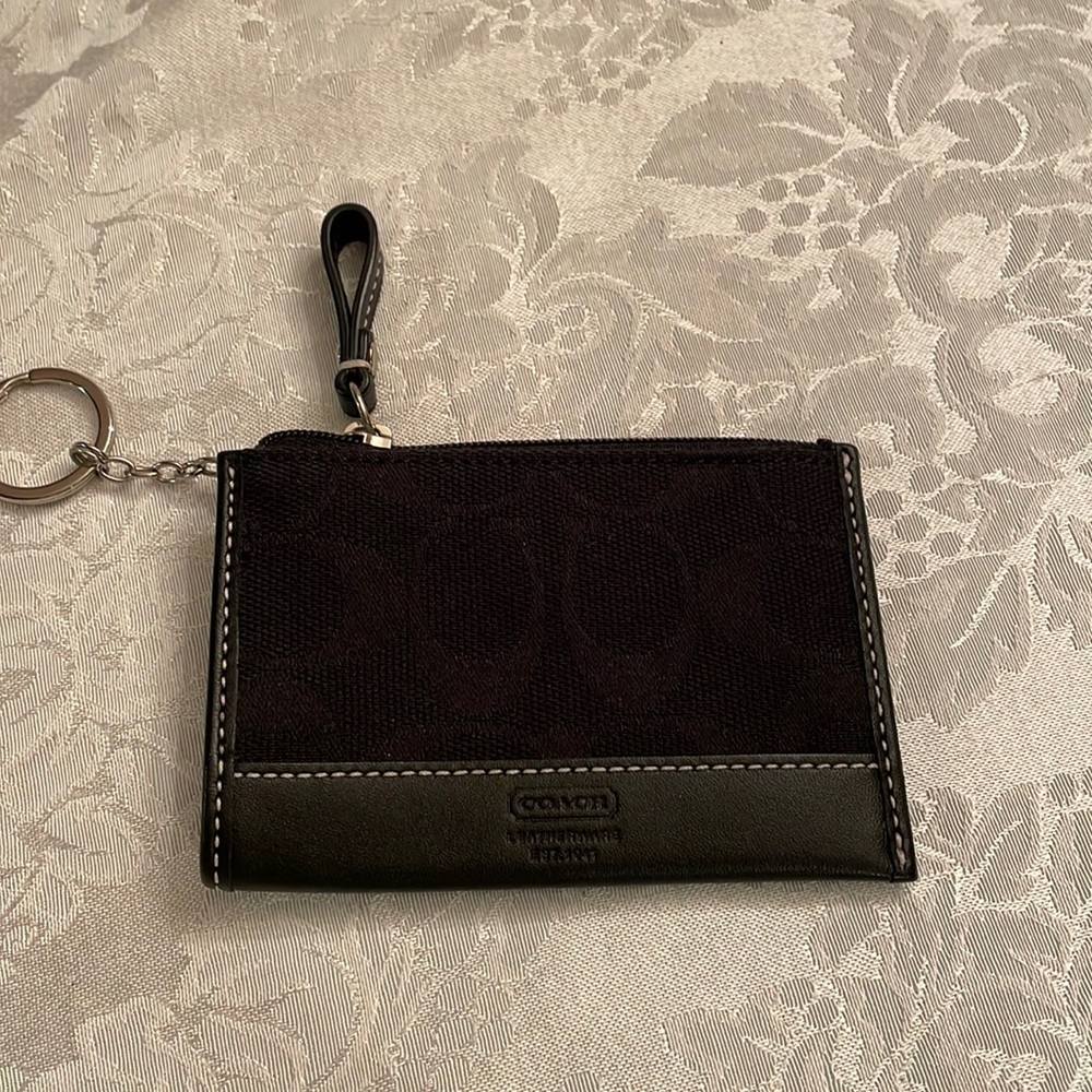 Coach Mini Coin/Key Case Black Signature C